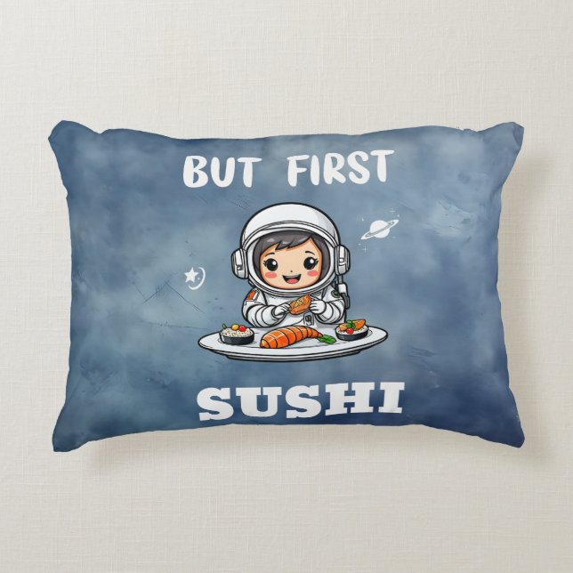 Cojín Decorativo Astronautas comiendo sushi (Anverso)