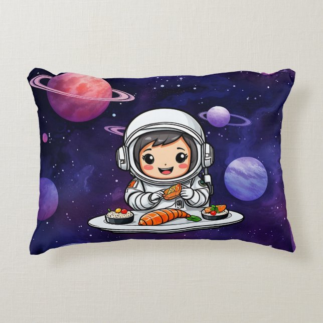 Cojín Decorativo Astronautas comiendo sushi (Anverso)