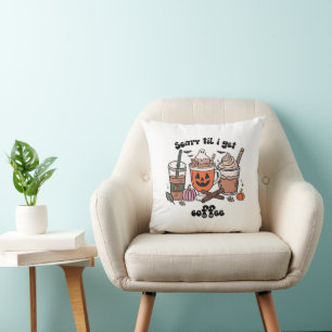 Cojín Decorativo Asustado retro gracioso hasta que me preparen café