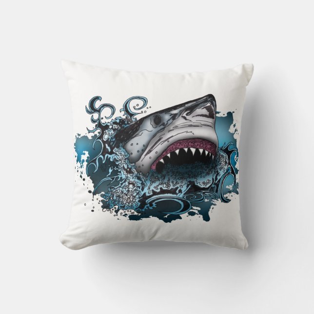 Cojín Decorativo Ataque a tiburones (Anverso)
