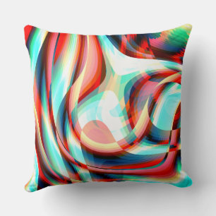 Cojín Decorativo Ataques rojos curvados, franjas superpuestas