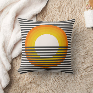 Cojín Decorativo Atardecer a rayas retro minimalista