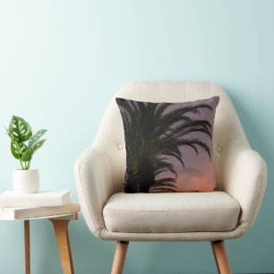 Cojín Decorativo Atardecer caribeño rosa púrpura Palma 1