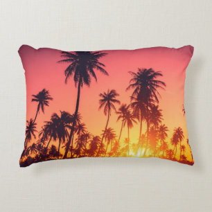 Cojín Decorativo Atardecer de árboles tropicales