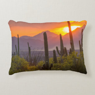 Cojín Decorativo Atardecer de cactus del desierto, Arizona