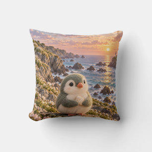 Cojín Decorativo Atardecer de flor silvestre costera de auk pequeño
