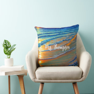 Cojín Decorativo Atardecer de isla con nombre personalizado
