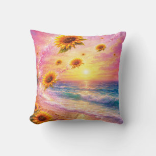 Cojín Decorativo Atardecer de Paz Infinita: Girasoles Mágicos