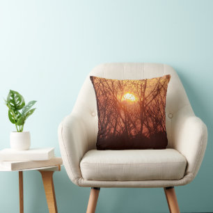 Cojín Decorativo Atardecer detrás de los árboles