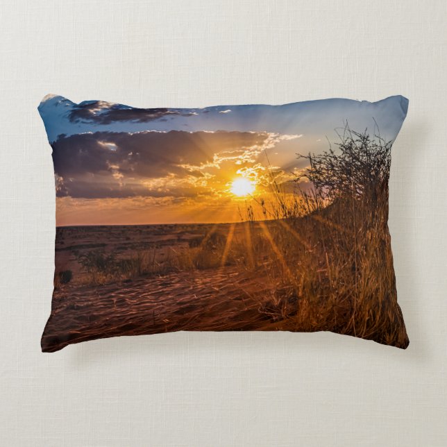 Cojín Decorativo Atardecer en el desierto de Kalahari, Namibia (Anverso)