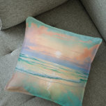 Cojín Decorativo Atardecer en un tranquilo paisaje de playa<br><div class="desc">Atardecer en un tranquilo paisaje de playa. Ilustracion suave de color pastel. Arte de pared decorativo.</div>