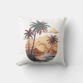 Cojín Decorativo Atardecer hawaiano con palmera.