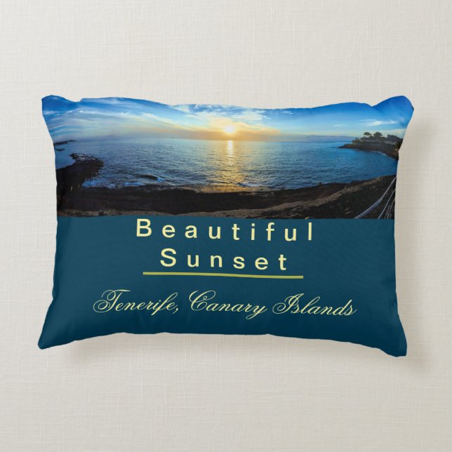Cojín Decorativo Atardecer Hermoso Sobre Tenerife Islas Canarias   (Reverso)