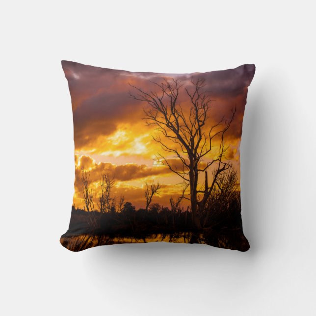 Cojín Decorativo Atardecer junto al lago (Anverso)