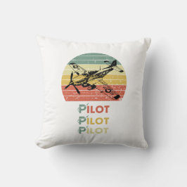 Cojín Decorativo Atardecer retro vintage, piloto de aviones, aviaci