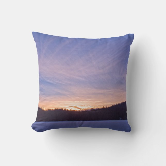 Cojín Decorativo Atardecer sobre el lago y los árboles de invierno  (Anverso)