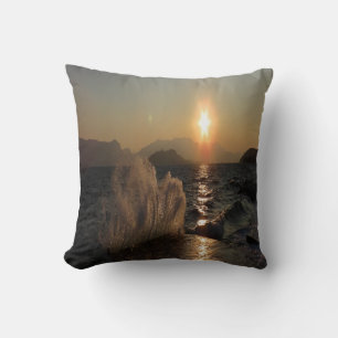 Cojín Decorativo Atardecer sobre olas en la costa de Croacia