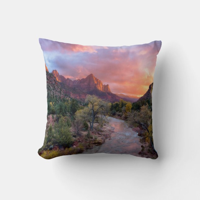 Cojín Decorativo Atardecer sobre Watchman (Anverso)