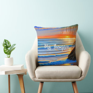 Cojín Decorativo Atardecer tropical de playa en Bermudas