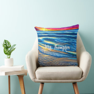 Cojín Decorativo Atardecer tropical sobre océano transparente