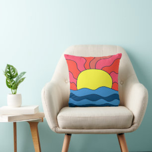 Cojín Decorativo Atardecer y olas