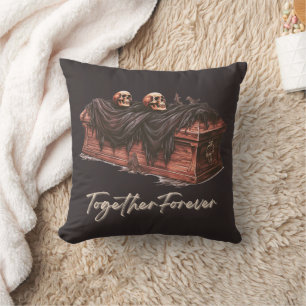 Cojín Decorativo Ataúd y Calaveras Juntos Para Siempre Halloween Ne