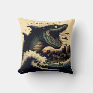 Cojín Decorativo Atentado de anime de tiburón de sushi loco