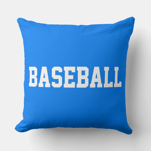 Cojín Decorativo Athletic Bold White BASEBALL Text On Bright Blue (Anverso)