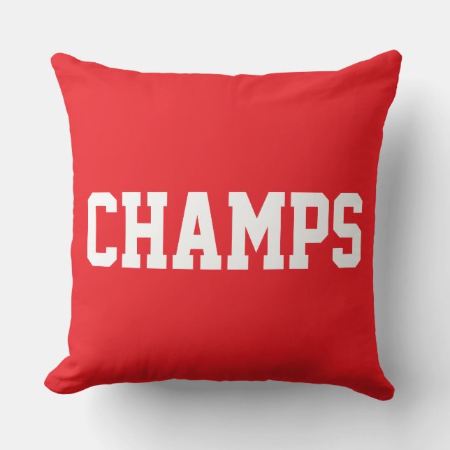 Cojín Decorativo Athletic Sporty CHAMPS White Text On Bright Red (Anverso)