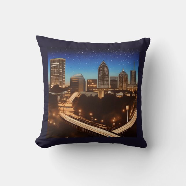 Cojín Decorativo Atlanta Georgia Skyline Blue Starry Evening (Anverso)