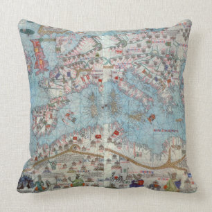 Cojín Decorativo Atlas catalán: Detalle de la África del Norte y 