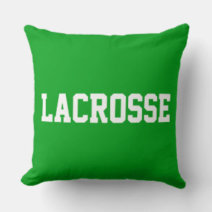 Cojín Decorativo Atletica Negrita Blanca Texto LACROSSE Sobre Verde