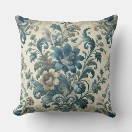 Cojín Decorativo Atmósfera floral clásica azul vintage elegante