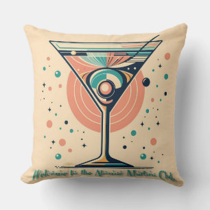 Cojín Decorativo Atomic Martini Club Retro Futurista Era Espacial