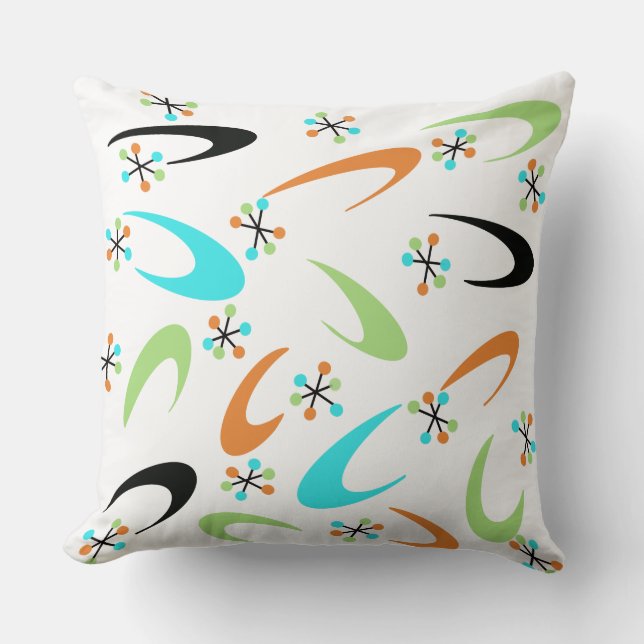 Cojín decorativo atómico de mediados de siglo (Anverso)