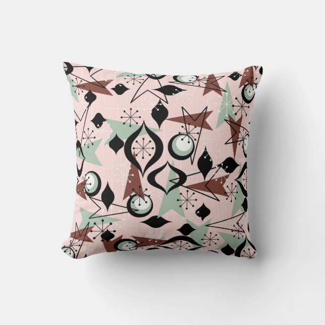 Cojín decorativo Atómico, Rosa, Negro y Aqua Fifti (Anverso)