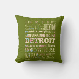 Cojín Decorativo Atracciones y lugares famosos de Detroit, Michigan