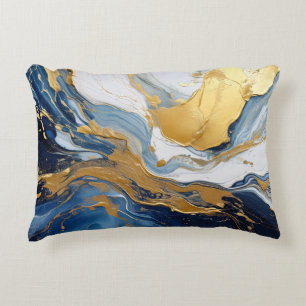 Cojín Decorativo Atractiva Salpicadura de Oro y Azul