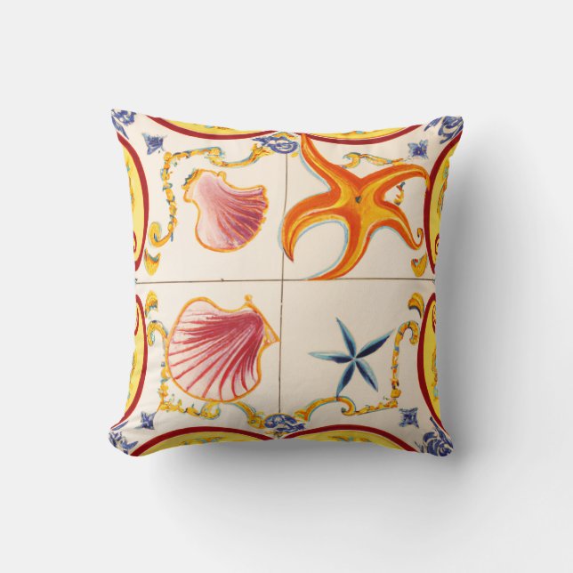 Cojín Decorativo Atractivas mariscos y estrellas de mar (Anverso)