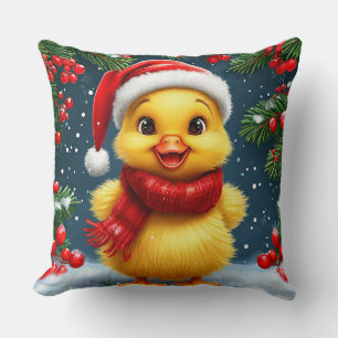 Cojín Decorativo Atractivo amarillo festivo en Santa Hat