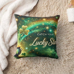 Cojín Decorativo Atrapa tu estrella de la suerte verde celestial do