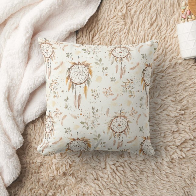 Cojín Decorativo Atrapasueños Plumas Boho Crema (Manta)