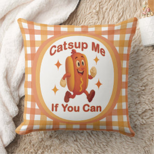 Cojín Decorativo Atrápenme Si Puedes Comer Perro Caliente - Ketchup