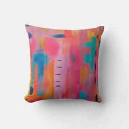 Cojín Decorativo Audaz arte abstracto en rosa y azul