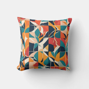 Cojín Decorativo Audaz Bauhaus Florals: Vibrante diseño geométrico