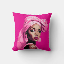Cojín Decorativo Audaz belleza en arte rosado afrocéntrico