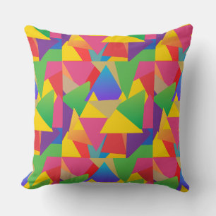 Cojín Decorativo Audaz Colorido Vibrante Triángulos Patterados