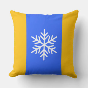 Cojín Decorativo Audaz paro de Naranja azul brillante con copo de n