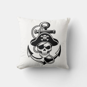 Cojín Decorativo Audaz Skull Pirata y Anchor - Diseño Nautico