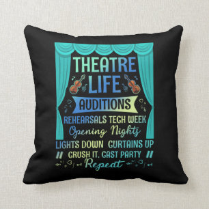 Cojín Decorativo Audiciones de teatro de vida Nerd Actor Teatro Mus